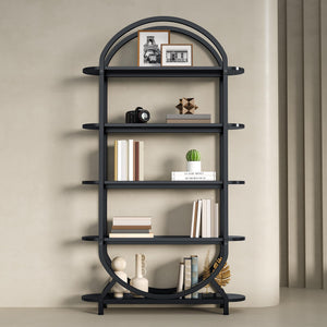 5-Tier Arched Bookshelf with Metal Frame