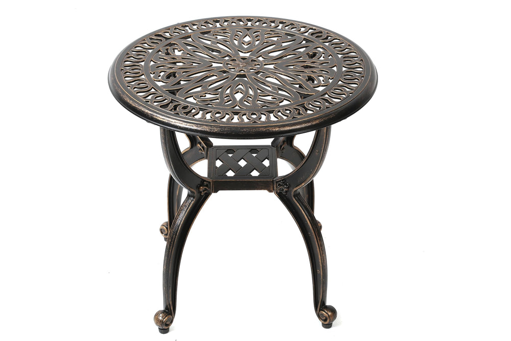 Cast Aluminum Ornate Floral Side Table