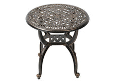 Cast Aluminum Ornate Floral Side Table