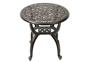 Cast Aluminum Ornate Floral Side Table