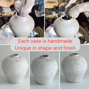 Large Round Ceramic Vase – Rustic Farmhouse Decor