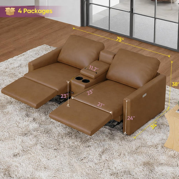 Dual Power Reclining Sectional Loveseat with Console