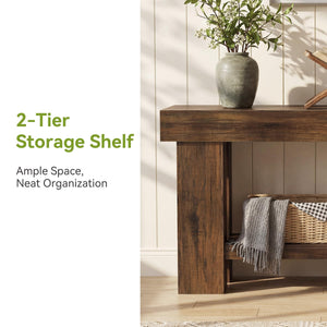 63" 2-Tier Console Table with Storage Shelf