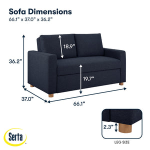Convertible Sleeper Loveseat with Pocket Coils & Boucle Fabric