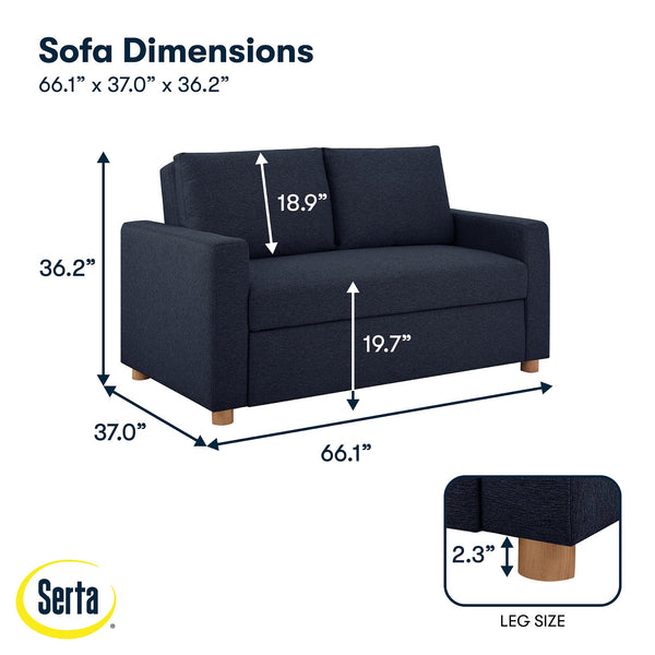 Convertible Sleeper Loveseat with Pocket Coils & Boucle Fabric