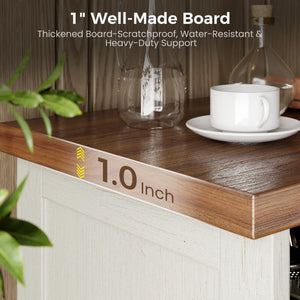 65-Inch Farmhouse TV Stand with LED Lights, Power Outlet & Storage Cabinets