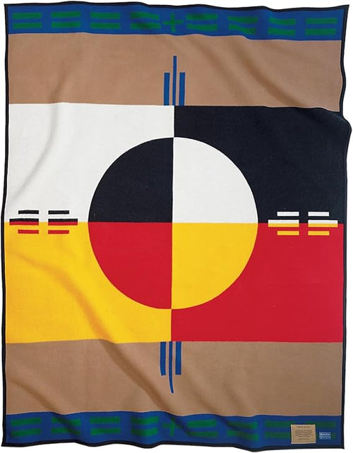 Jacquard Wool Cotton Throw Blanket – Reversible, Napped, 64" x 80"
