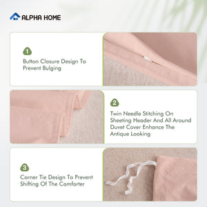 Stone Washed Cotton Duvet Cover Set with Pillowcases