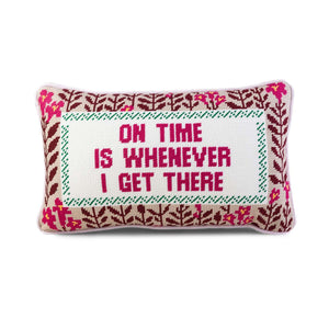Needlepoint Decorative Throw Pillow – On Time
