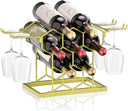 Countertop Wine Rack with Glass Holder and Wooden Tray
