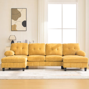 U-Shaped Sectional Sofa with Dual Chaise Lounges & Storage Pockets