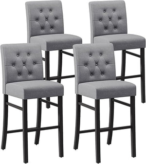 Counter Height Bar Stools with Back – Upholstered Button-Tufted Kitchen Island Stools