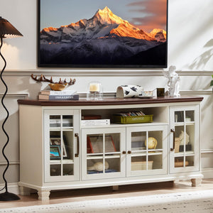Farmhouse Sideboard Buffet Cabinet with Glass Doors