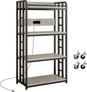 4-Tier Kitchen Baker's Rack with Power Outlet & Wheels