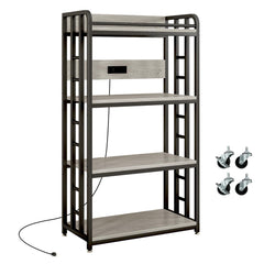 4-Tier Microwave Cart with Power Outlet & Wheels