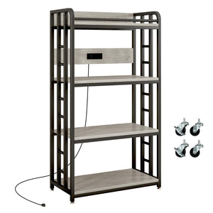 4-Tier Microwave Cart with Power Outlet & Wheels