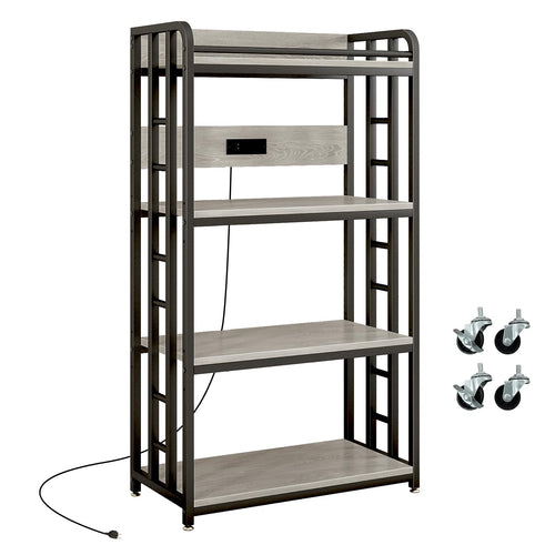 4-Tier Microwave Cart with Power Outlet & Wheels
