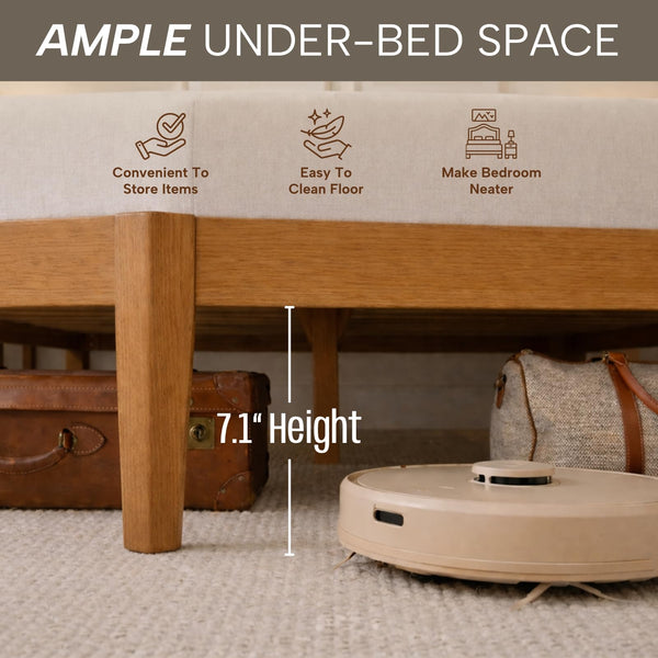 Queen & King Bed Frame with Rattan Headboard