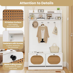 4-in-1 Hall Tree with Bench & Shoe Storage