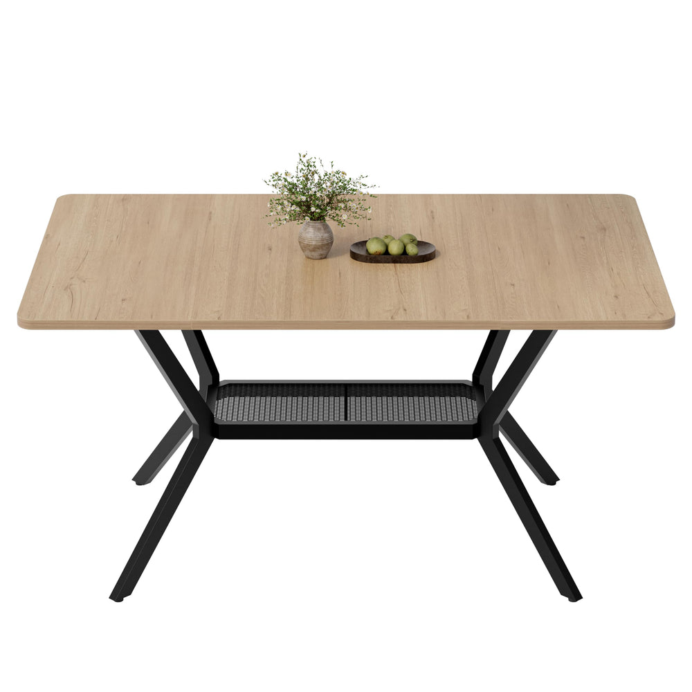 55" Industrial Dining Table with Storage Shelf | Seats 4–6