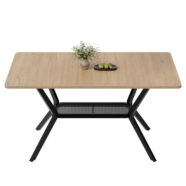 55" Industrial Dining Table with Storage Shelf | Seats 4–6