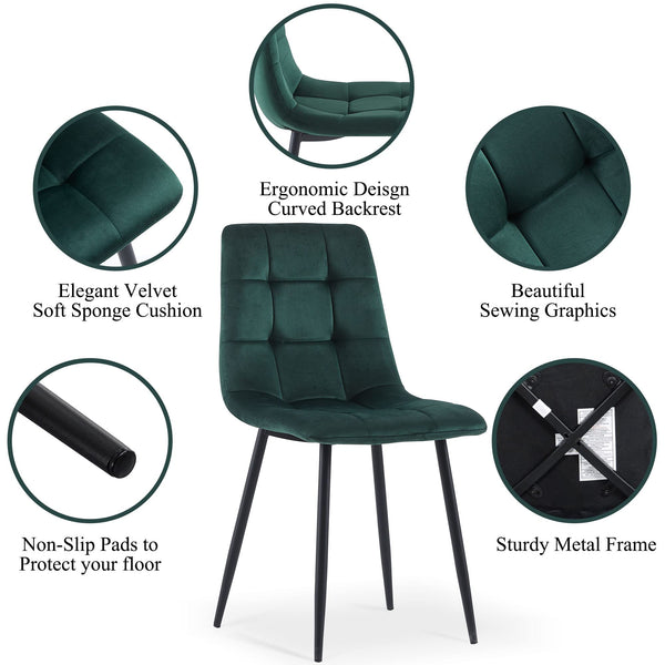 5-Piece Rectangular Dining Table Set with Velvet Chairs & Metal Legs