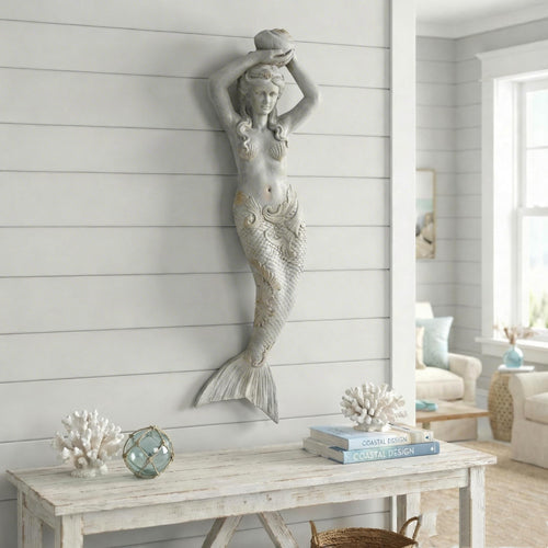 39 Inch Mermaid Wall Sculpture – Outdoor & Indoor Hanging Decor