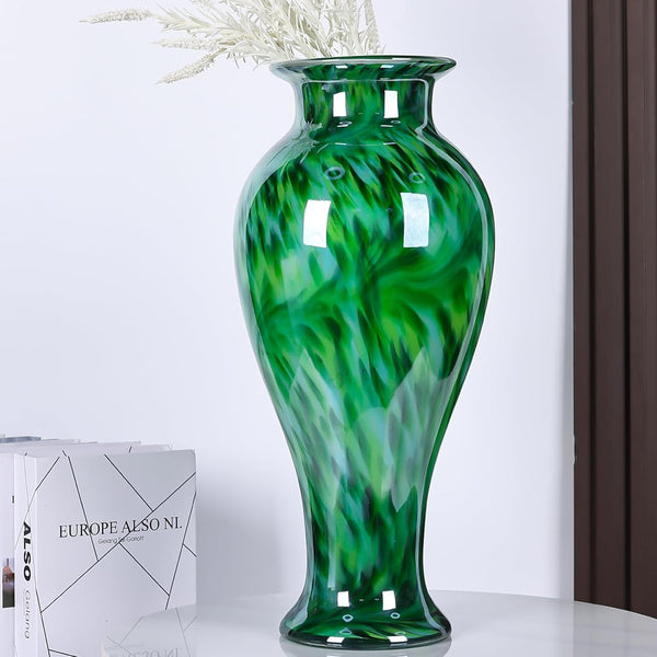 20-Inch Hand-Blown Glass Vase | Wide Mouth Floor Vase
