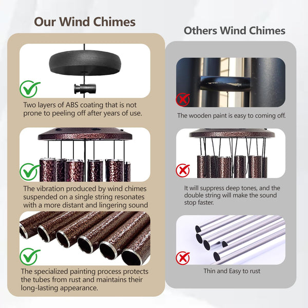 66-Inch Large Outdoor Wind Chimes – Deep Tone, 6 Aluminum Tubes, Rustic Garden Decor