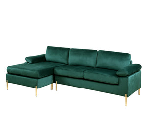 101" L-Shaped Velvet Sectional Sofa with Chaise