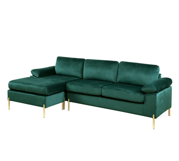 101" L-Shaped Velvet Sectional Sofa with Chaise