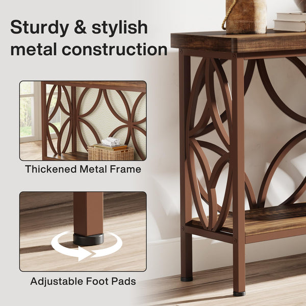 Narrow Sofa Console Table with 2-Tier Storage, 70.9"