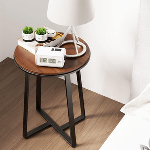 Round End Table with Metal Frame