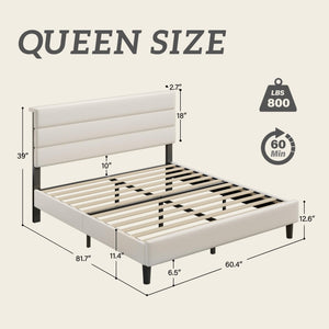 Velvet Upholstered Platform Bed Frame with Headboard
