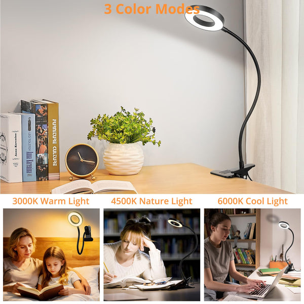Clip-On Desk Lamp with Dimmable LED