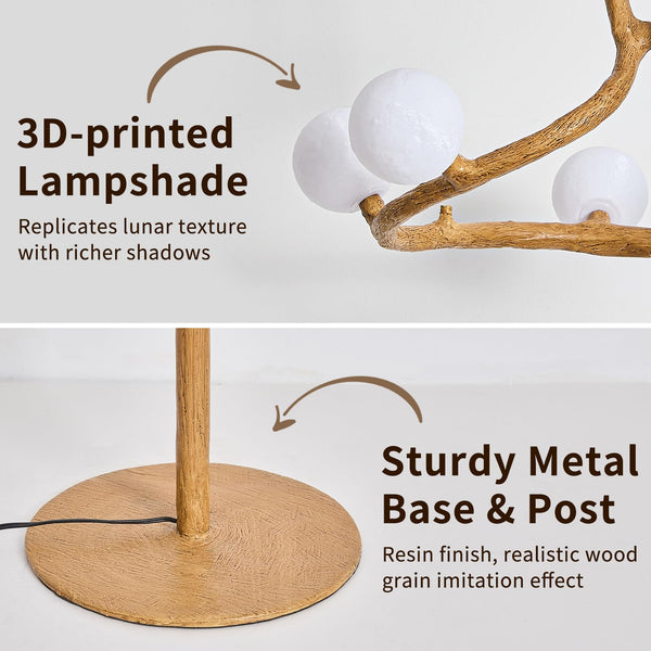 Multi-Head Tree Floor Lamp with 3D Printed Shades