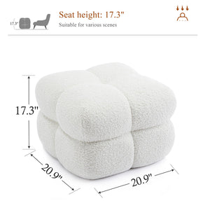 Square Sherpa Ottoman Stool with High-Density Foam