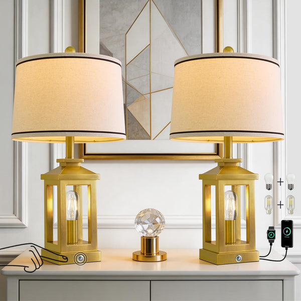 Dimmable Touch Table Lamp with USB Ports & Night Light