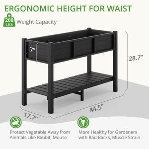 Raised Garden Bed with Storage Shelf and Tools