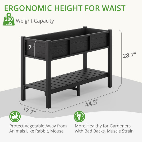 Raised Garden Bed with Storage Shelf and Tools