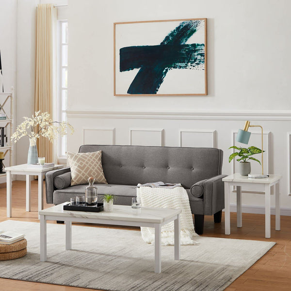 Modern Faux Marble Coffee Table Set of 3 with End Tables