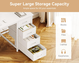 Computer Desk with 8 Fabric Drawers | Metal Frame | Home Office