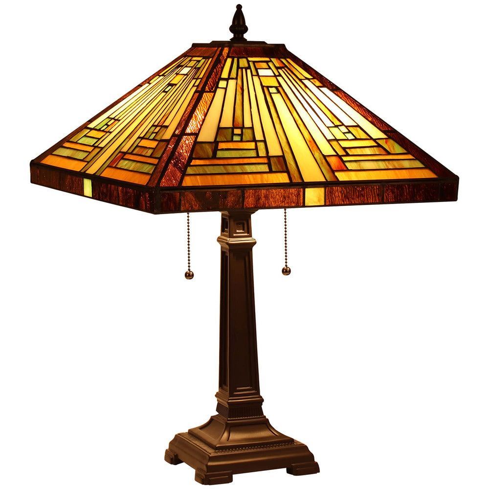 Tiffany Stained Glass Table Lamp — Amber Brown