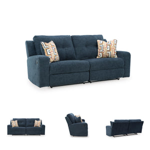Reclining Sofa Set with Tufted Back & Pull Tab — Polyester Upholstery