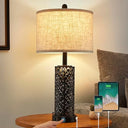 Farmhouse Touch Table Lamp with Nightlight, USB Ports & AC Outlet