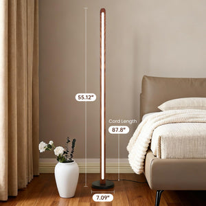 Solid Wood Dimmable LED Floor Lamp with Remote & Foot Switch