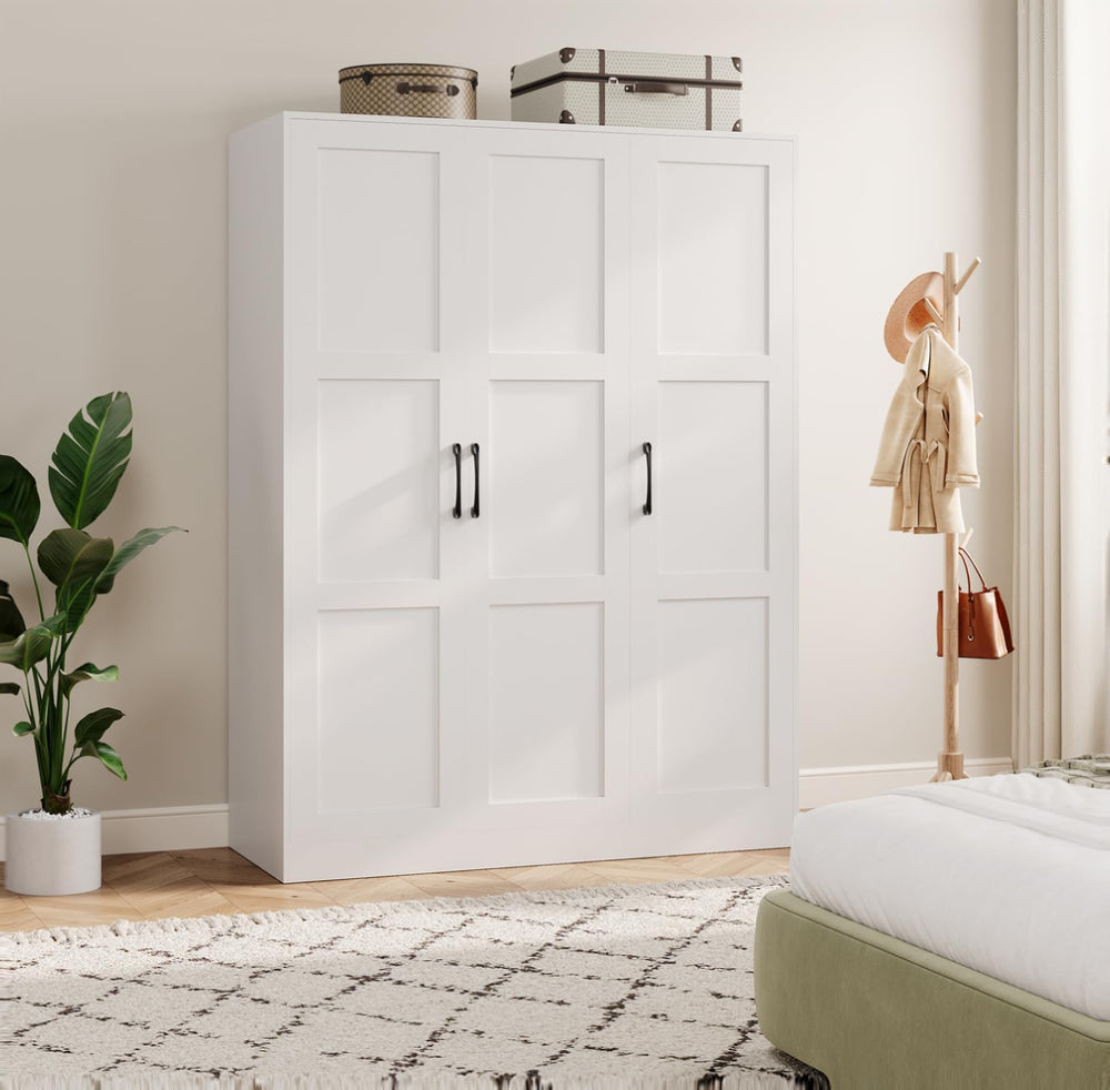 Black Wooden Wardrobe with 3 Doors & Drawers