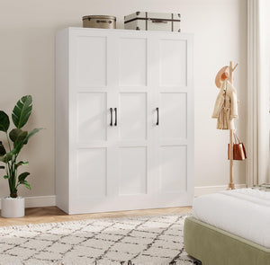 Black Wooden Wardrobe with 3 Doors & Drawers