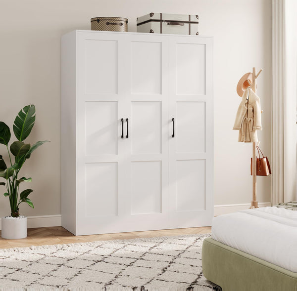 Black Wooden Wardrobe with 3 Doors & Drawers