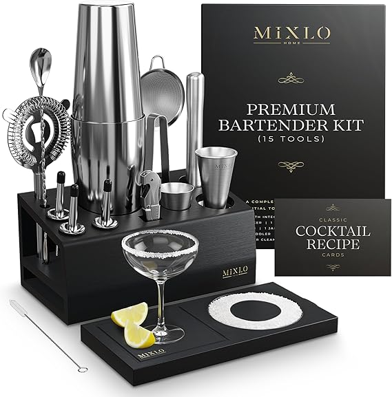 22-Piece Cocktail Shaker & Bartender Kit with Stand